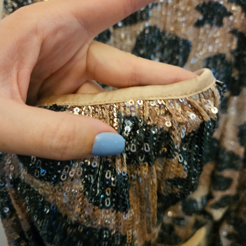 Sequins Animal Print Romper - Picture 9 of 10